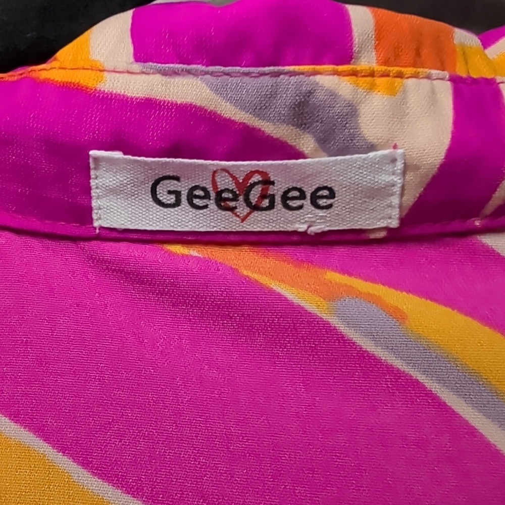 Geegee Shorts Set Pink Orange Tropical Summer Lightweight Women's Size 1XL - Picture 3 of 8